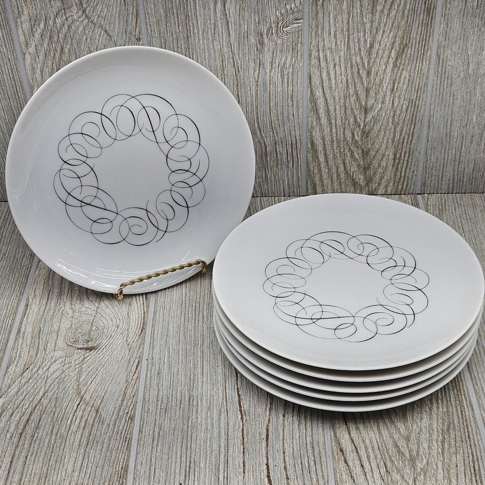 Rosenthal Raymond Loewy Script Continental China Salad Plates 7 5/8" Set of 6